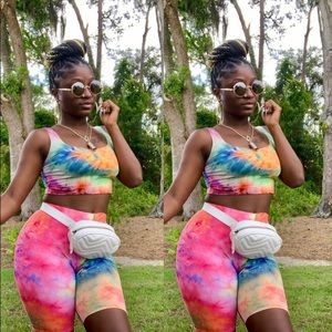 Tie Dye Biker Short Set